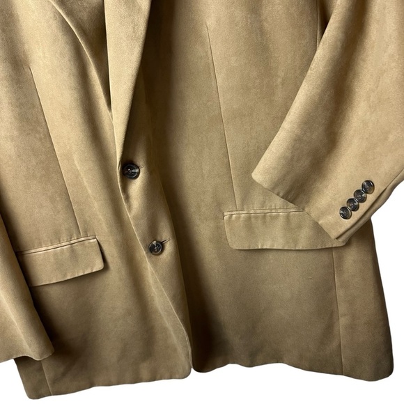 CHAPS Ralph Lauren Faux Suede Jacket Men’s Blazer Sports Suit Coat SZ 48L Tan - Picture 2 of 11